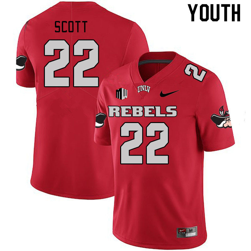 Youth #22 Brennon Scott UNLV Rebels 2023 College Football Jerseys Stitched-Scarlet